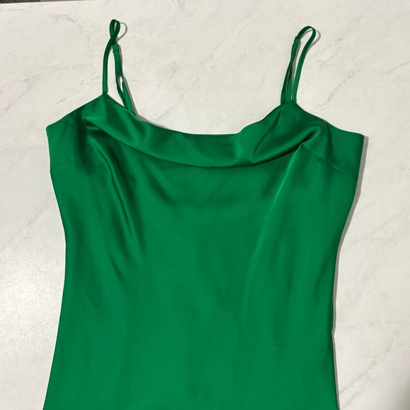 Express Green Satin Cowl Neck Midi Dress Size Medium Holiday Party Formal - Picture 3 of 5